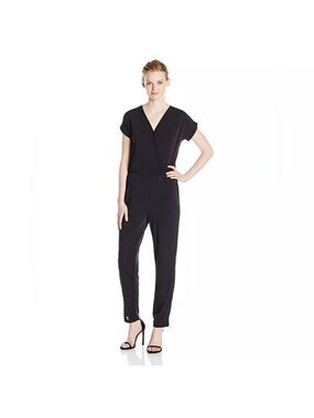 Allison Brittney Women's Jumpsuit Cuffed Sleeve, Black Size: Small